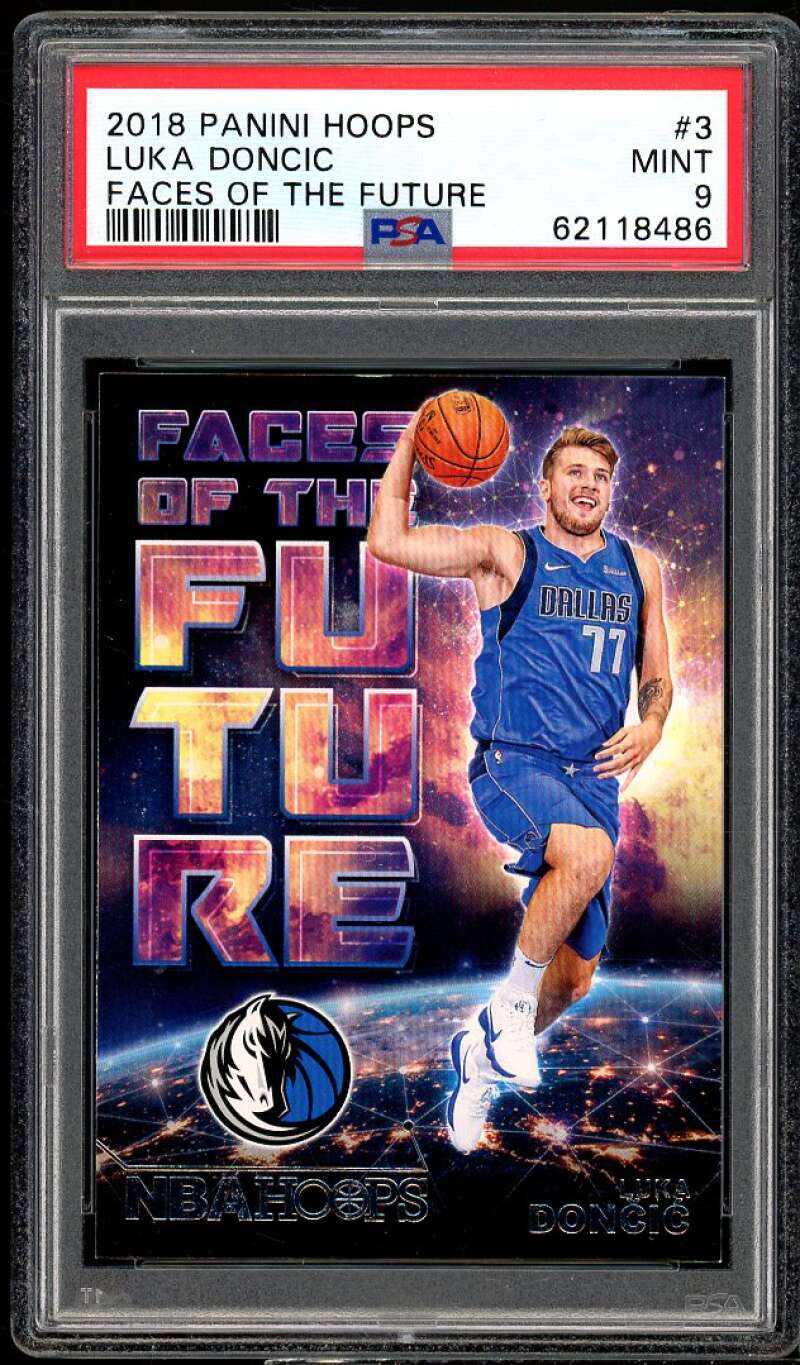 Luka Doncic Rookie Card 2018-19 Panini Hoops Faces Of The Future #3 PSA 9 Image 1