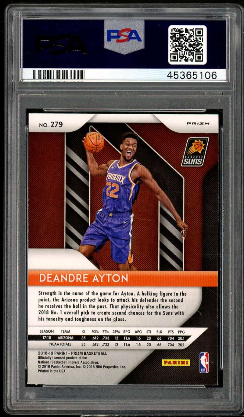 Deandre Ayton Rookie Card 2018-19 Panini Prizm Green Prizm #279 PSA 9 Image 2