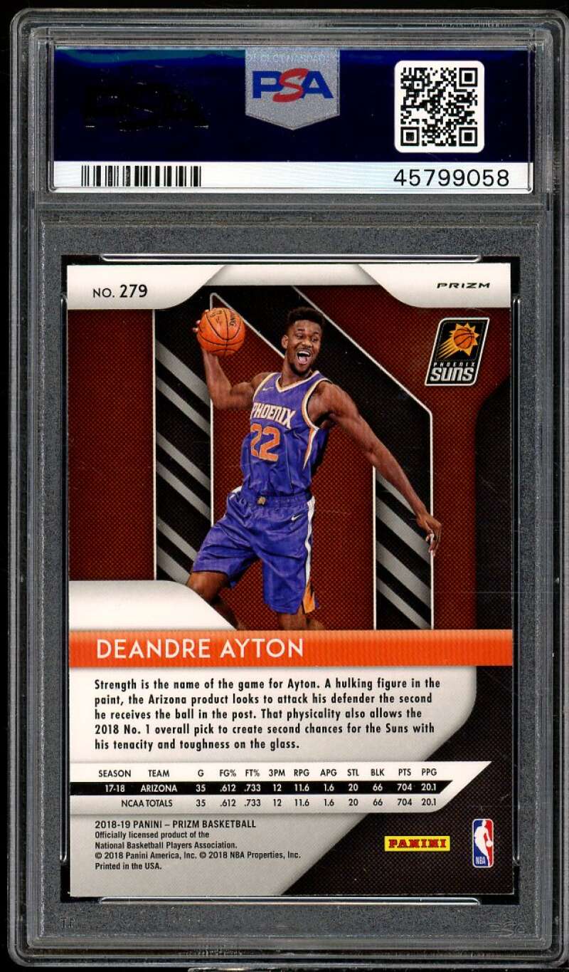 Deandre Ayton Rookie Card 2018-19 Panini Prizm Silver Prizm #279 PSA 9 Image 2