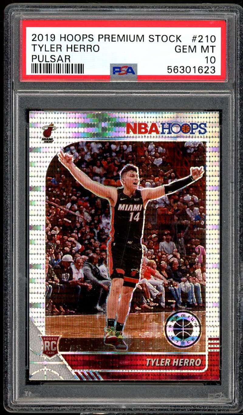 Tyler Herro Rookie Card 2019-20 Hoops Premium Stock Pulsar #210 PSA 10 Image 1