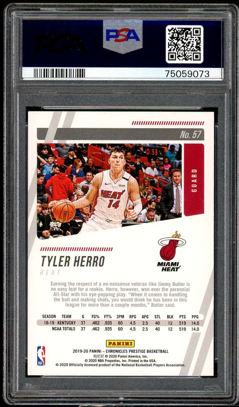 Tyler Herro Rookie Card 2019-20 Panini Chronicles #57 PSA 10 Image 2