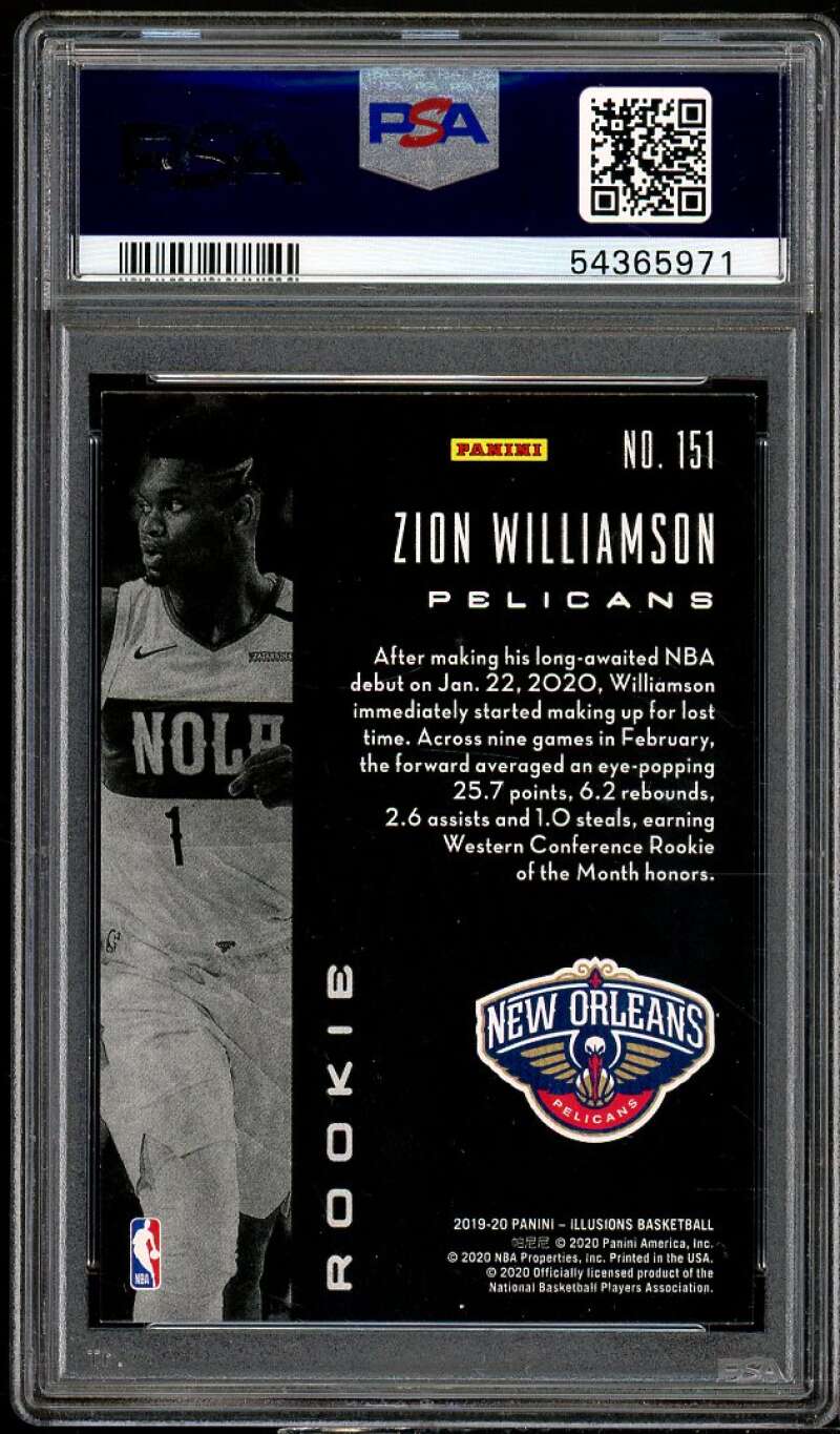 Zion Williamson Rookie Card 2019-20 Panini Illusions #151 PSA 9 Image 2