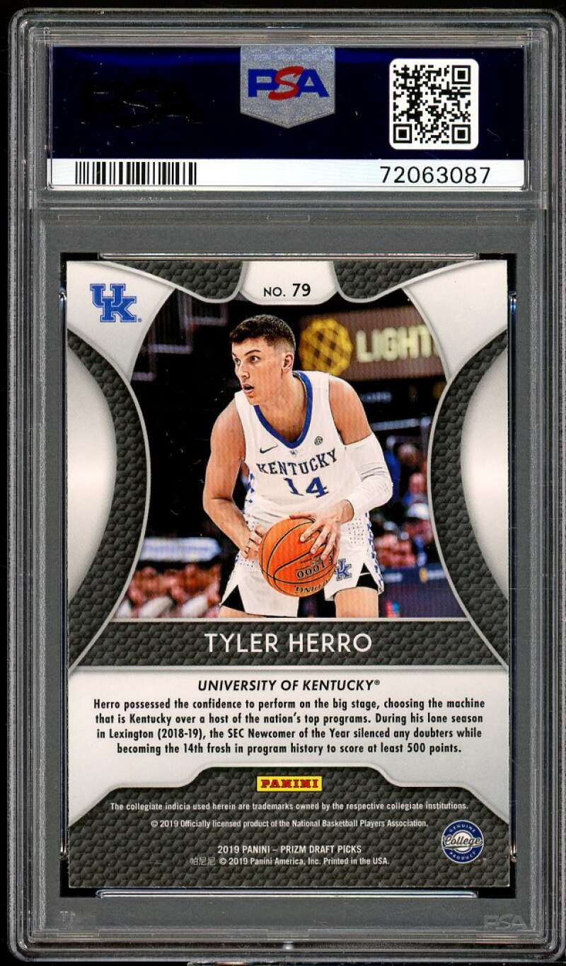 Tyler Herro Rookie Card 2019-20 Panini Prizm Draft Picks #79 PSA 10 Image 2