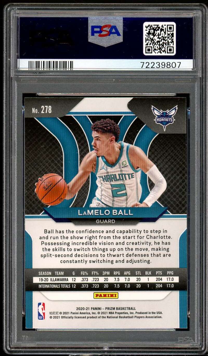 LaMelo Ball Rookie Card 2020-21 Panini Prizm #278 PSA 10 Image 2