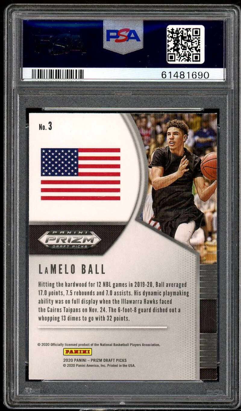 LaMelo Ball Rookie Card 2020-21 Panini Prizm Draft Picks #3 PSA 10 Image 2