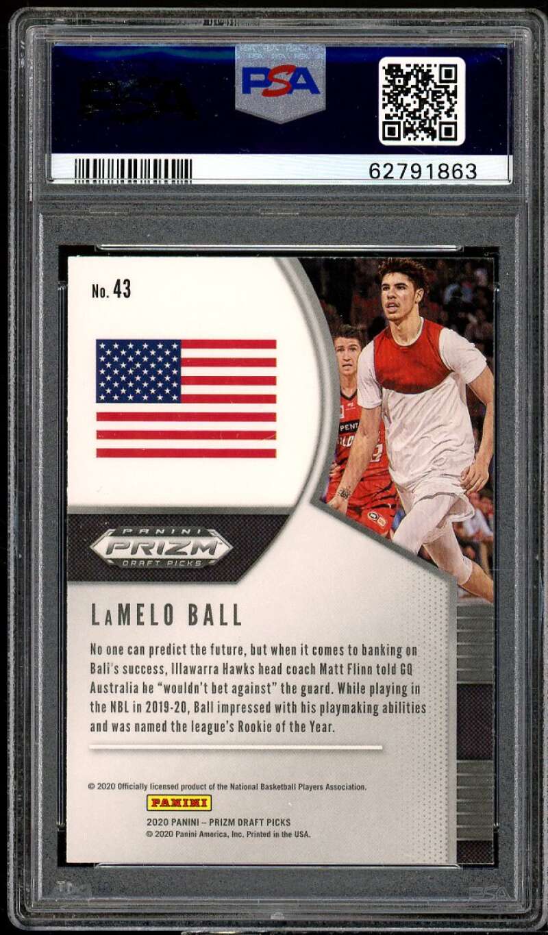 LaMelo Ball Rookie Card 2020-21 Panini Prizm Draft Picks #43 PSA 10 Image 2