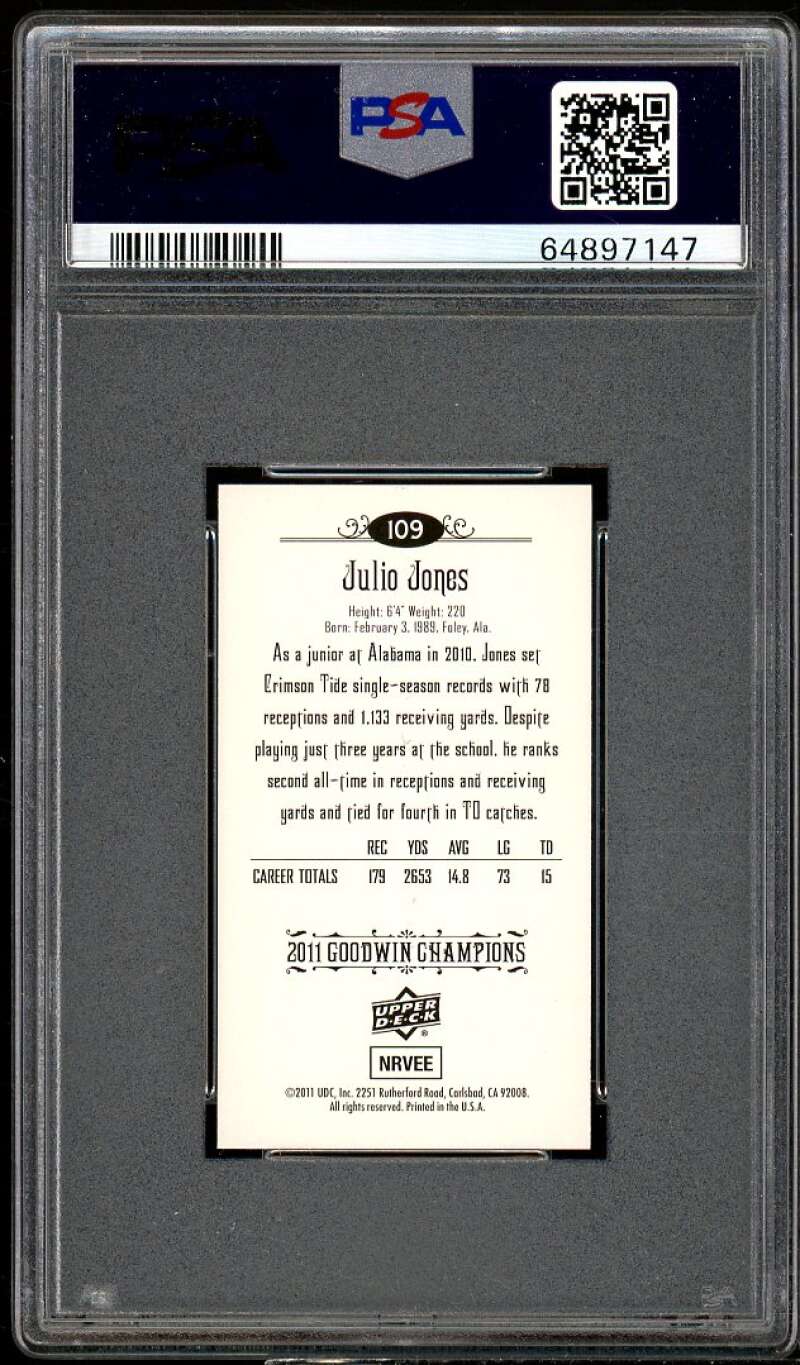 Julio Jones Rookie Card 2011 Goodwin Champions Mini Foil #109 PSA 9 Image 2