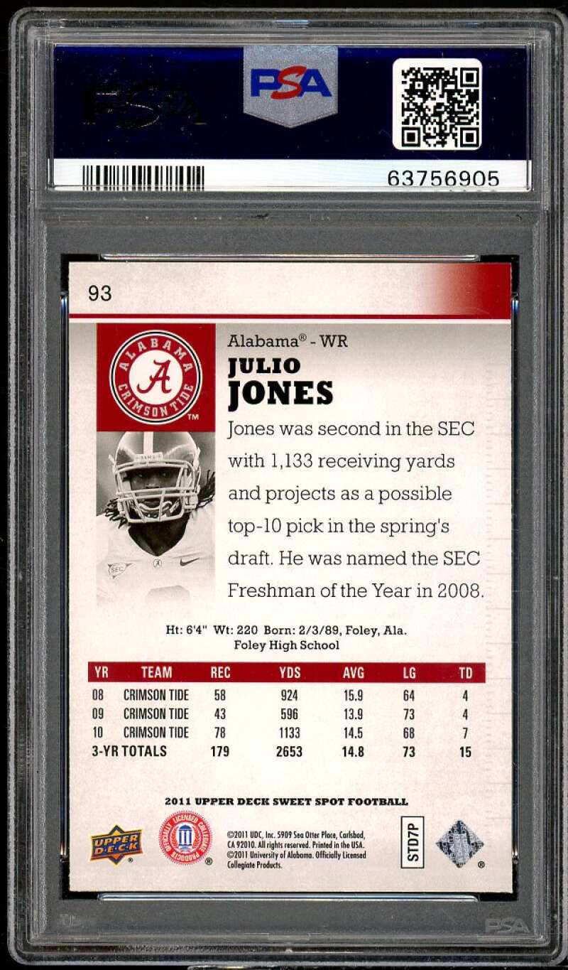 Julio Jones Rookie Card 2011 Upper Deck Sweet Spot #93 PSA 10 Image 2