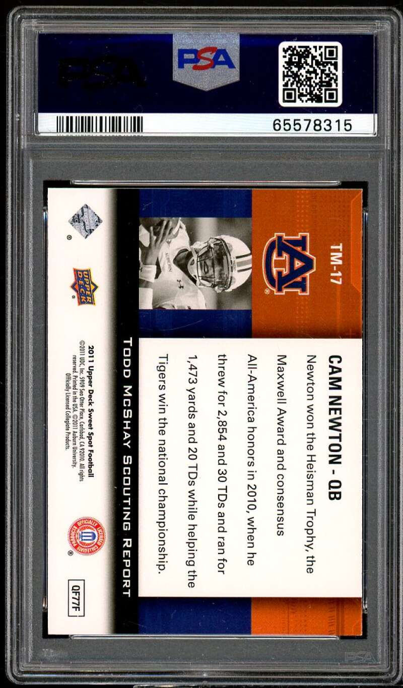 Cam Newton Rookie Card 2011 UD Sweet Spot McShay Scouting Report #TM-17 PSA 10 Image 2