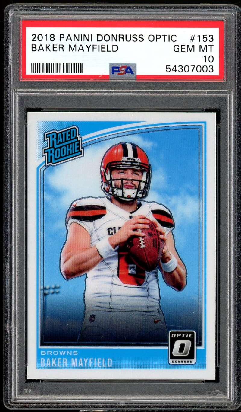 Baker Mayfield Rookie Card 2018 Panini Donruss Optic #153 PSA 10 Image 1