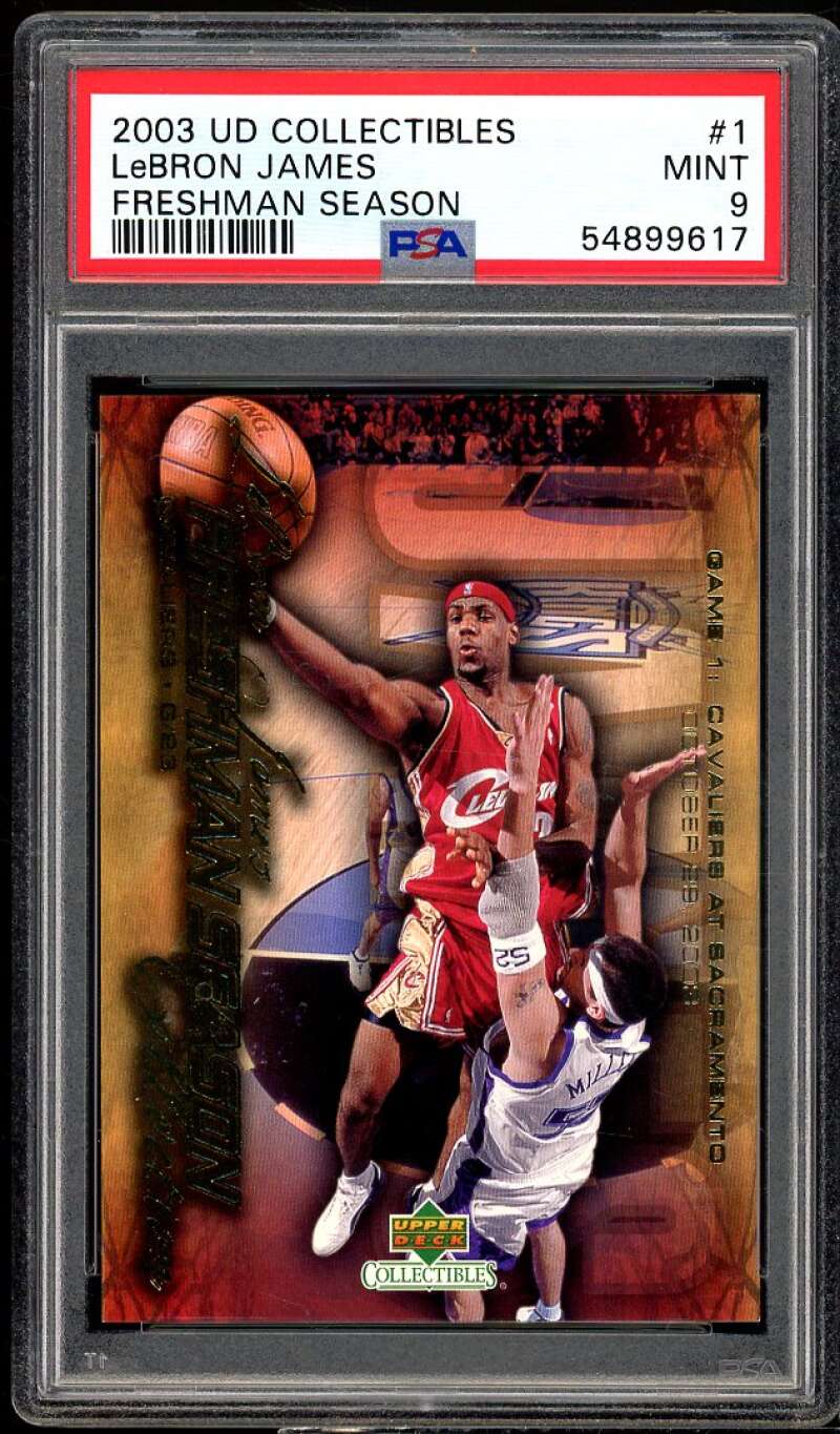 Lebron James Rookie Card 2003 UD Collectibles Freshman Season #1 PSA 9 Image 1