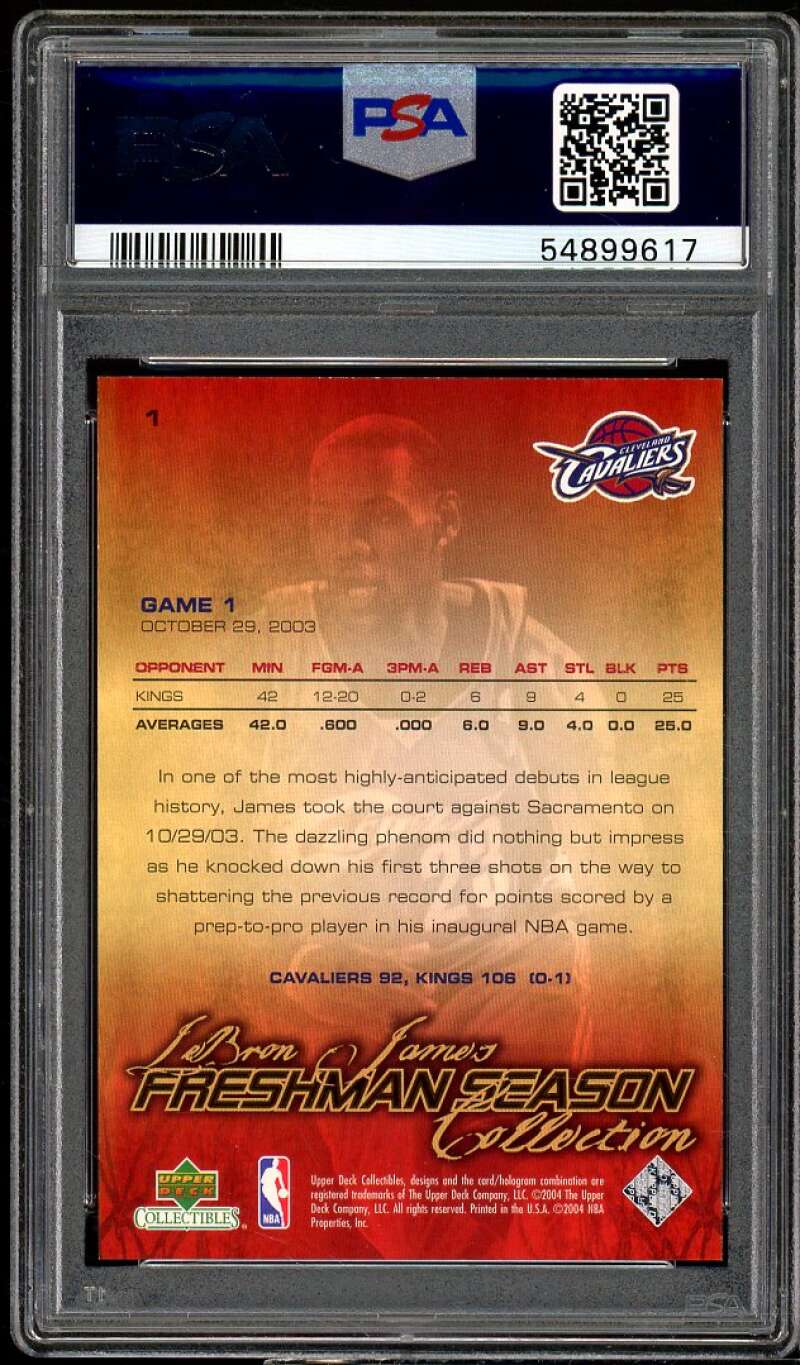 Lebron James Rookie Card 2003 UD Collectibles Freshman Season #1 PSA 9 Image 2