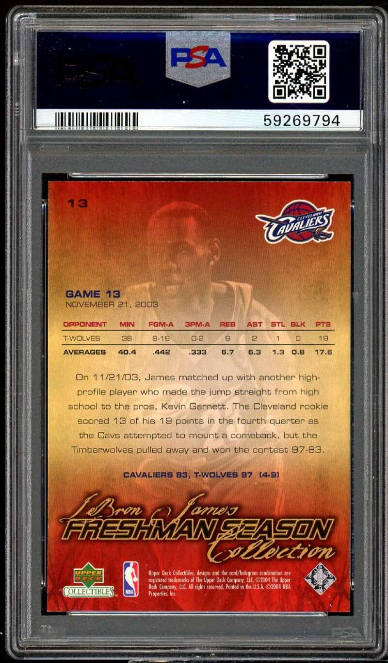 Lebron James Rookie Card 2003 UD Collectibles Freshman Season #13 PSA 9 Image 2