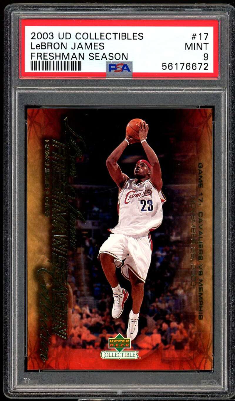 Lebron James Rookie Card 2003 UD Collectibles Freshman Season #17 PSA 9 Image 1