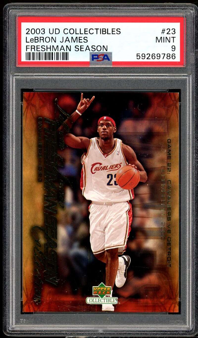 Lebron James Rookie Card 2003 UD Collectibles Freshman Season #23 PSA 9 Image 1