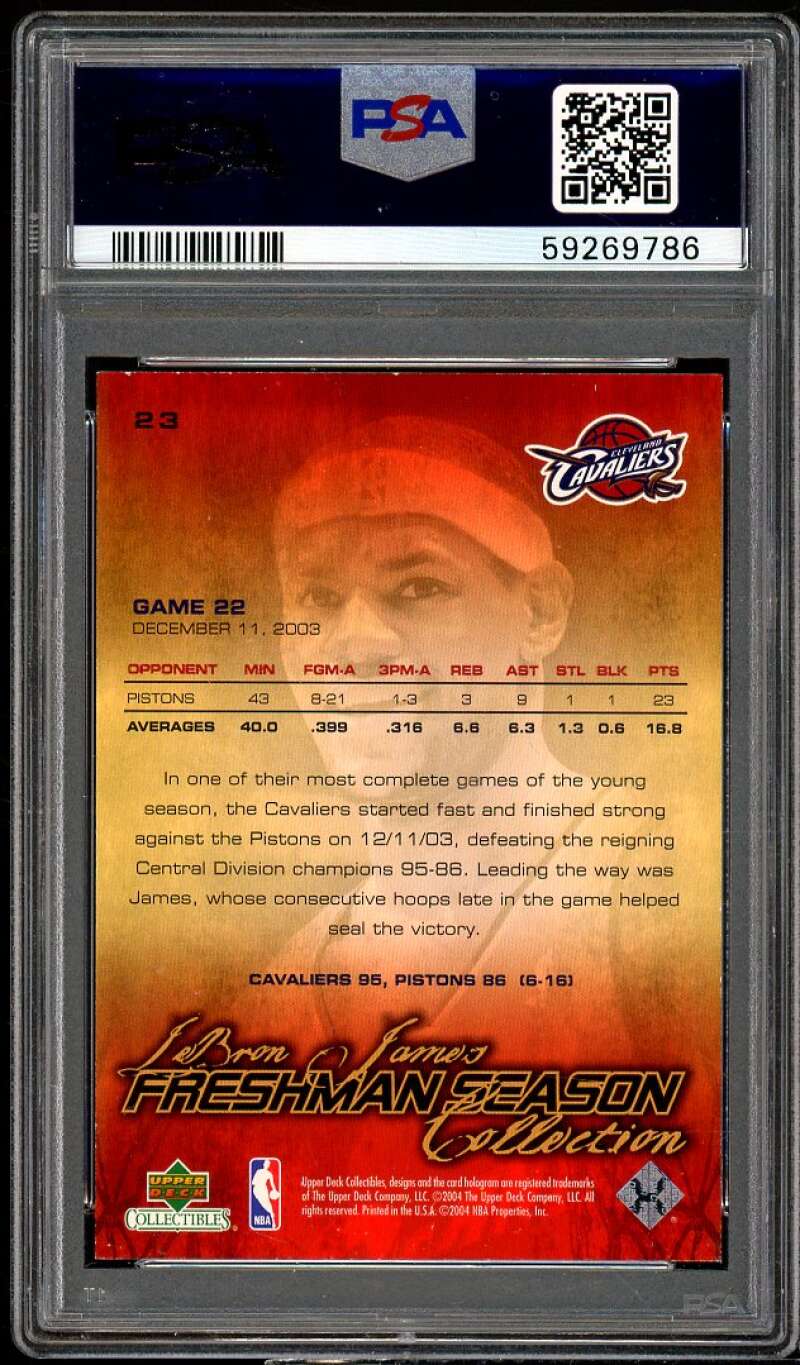 Lebron James Rookie Card 2003 UD Collectibles Freshman Season #23 PSA 9 Image 2