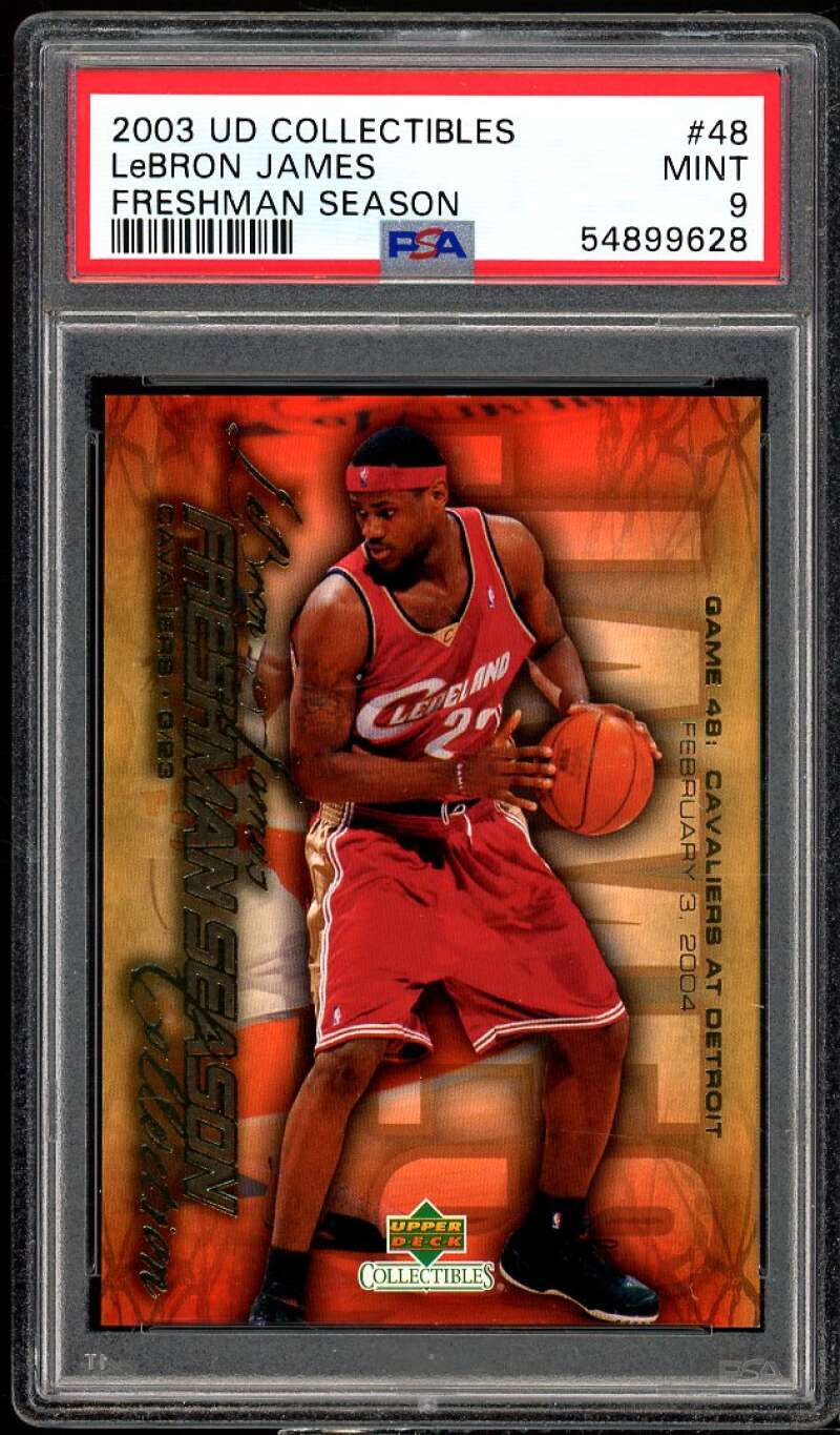 Lebron James Rookie Card 2003 UD Collectibles Freshman Season #48 PSA 9 Image 1