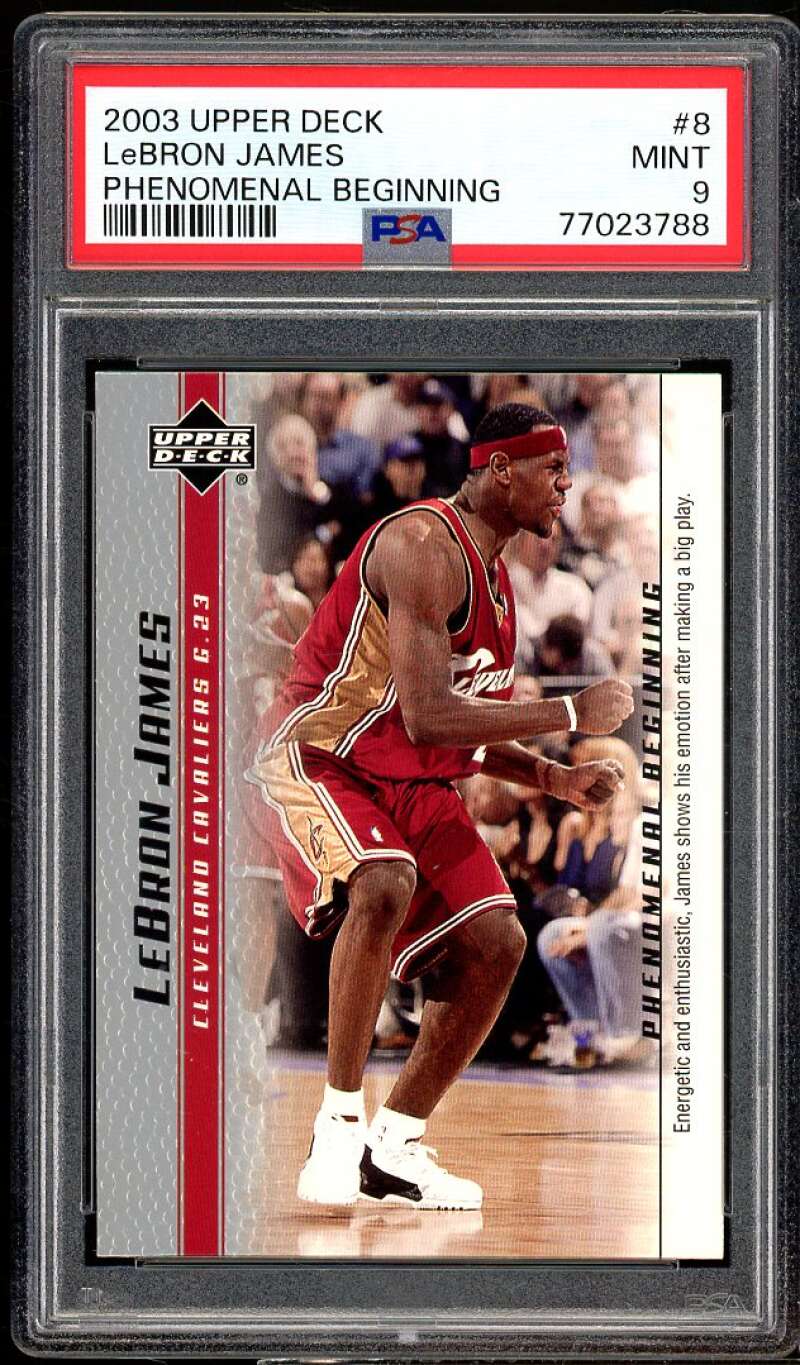 LeBron James Rookie Card 2003 Upper Deck Phenomenal Beginning #8 PSA 9 Image 1