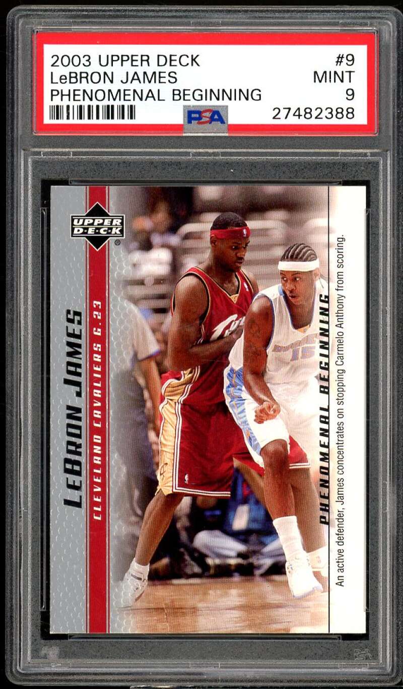 LeBron James Rookie Card 2003 Upper Deck Phenomenal Beginning #9 PSA 9 Image 1