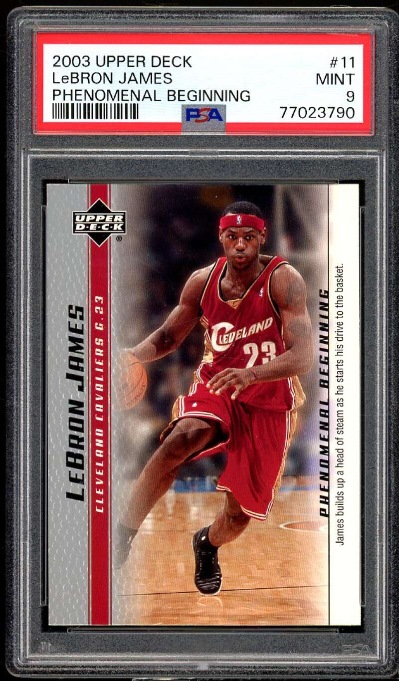 LeBron James Rookie Card 2003 Upper Deck Phenomenal Beginning #11 PSA 9 Image 1