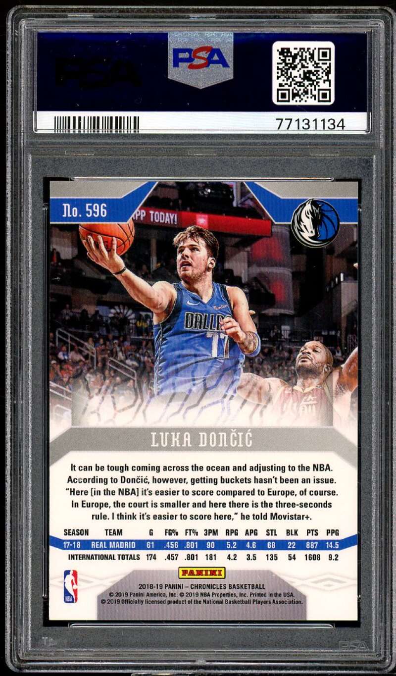 Luka Doncic Rookie Card 2018-19 Panini Chronicles #596 PSA 9 Image 2