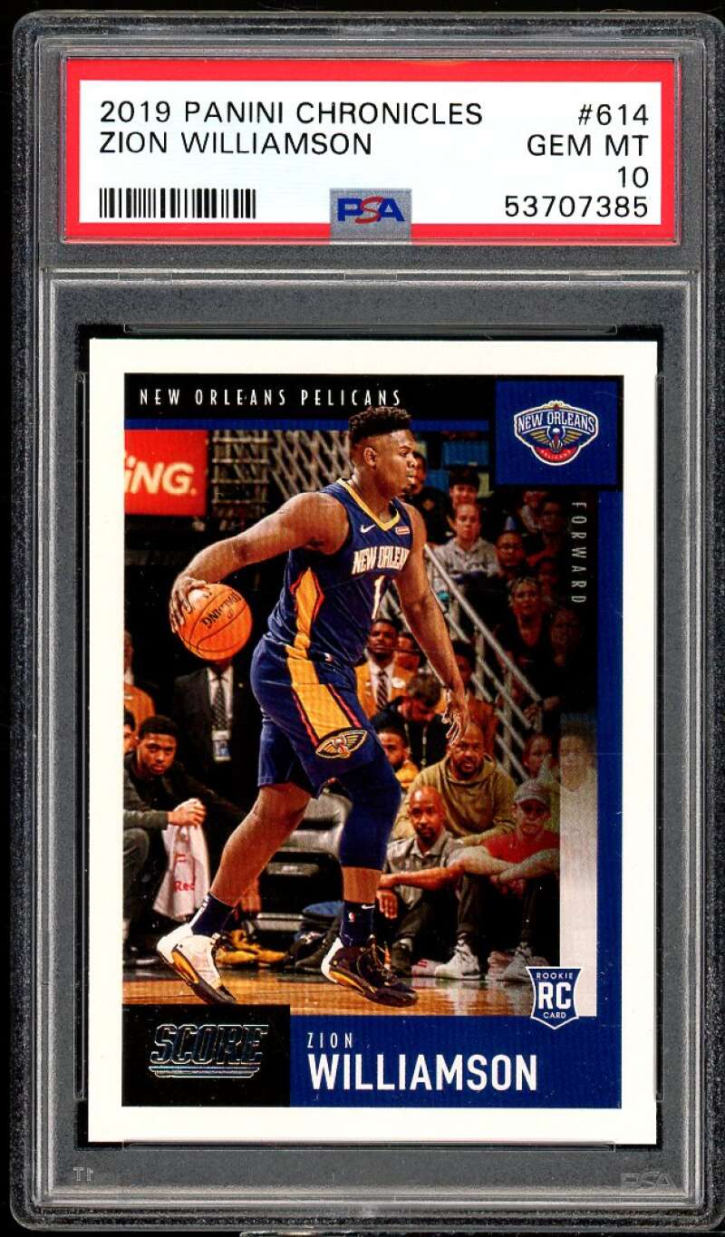 Zion Williamson Rookie Card 2019-20 Panini Chronicles #614 PSA 10 Image 1