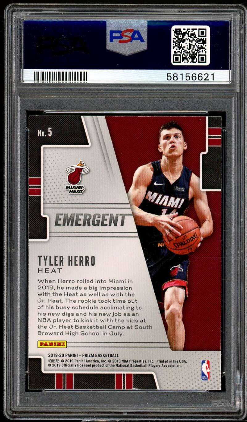 Tyler Herro Rookie Card 2019-20 Panini Prizm Emergent #5 PSA 10 Image 2