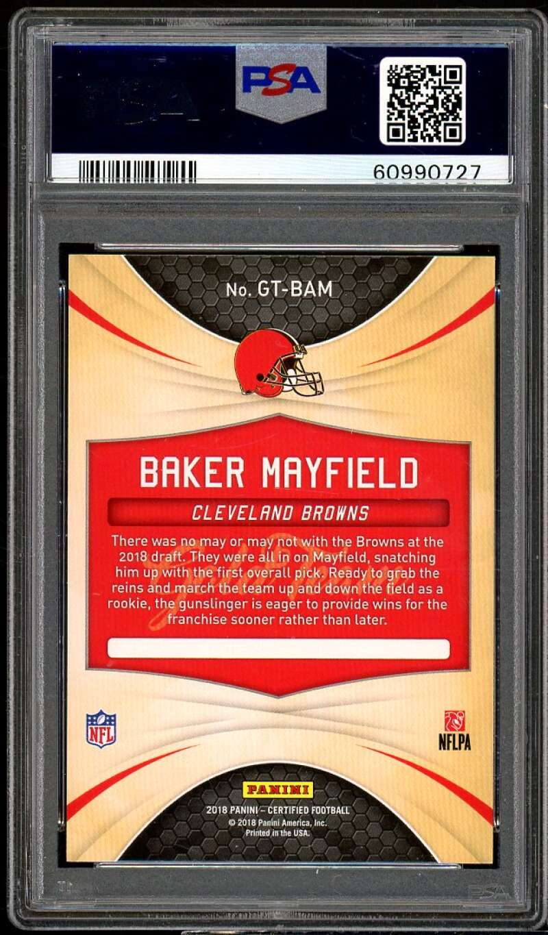 Baker Mayfield Rookie Card 2018 Panini Certified Gold Team #BAM PSA 10 Image 2