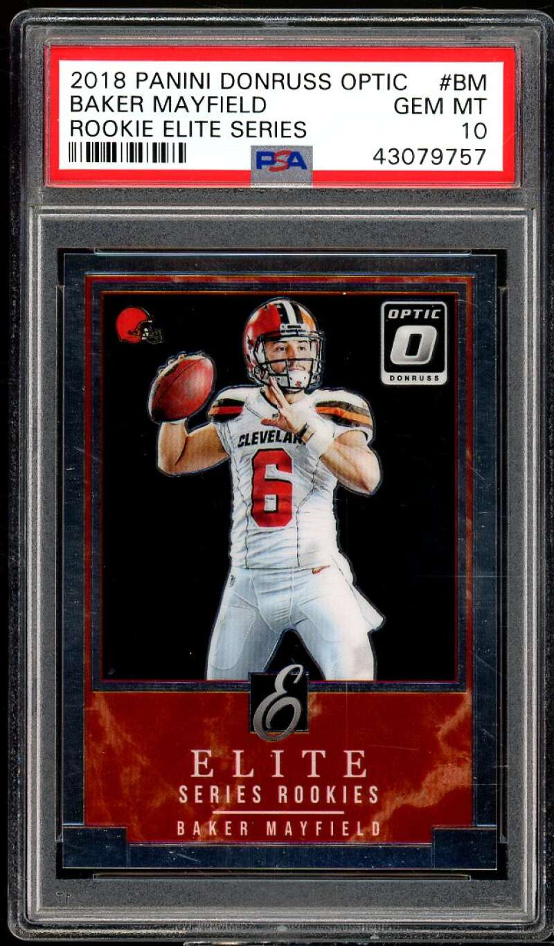 Baker Mayfield Rookie Card 2018 Donruss Optic Rookie Elite Series #BM PSA 10 Image 1