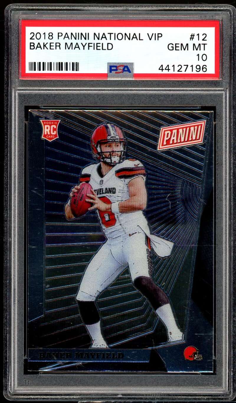 Baker Mayfield Rookie Card 2018 Panini National VIP #12 PSA 10 Image 1