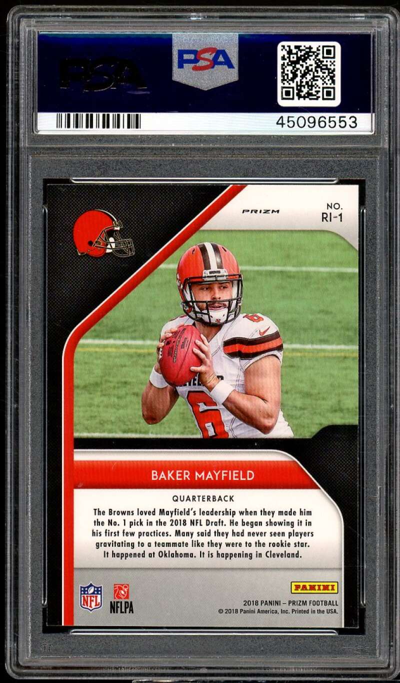 Baker Mayfield Rookie 2018 Panini Prizm Rk Introduction Green Prizm #RI-1 PSA 10 Image 2