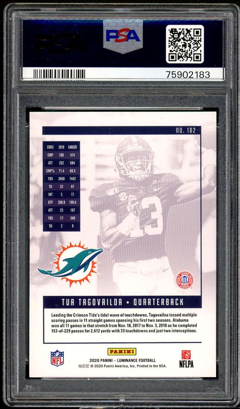 Tua Tagovailoa Rookie Card 2020 Panini Luminance #102 PSA 10 Image 2