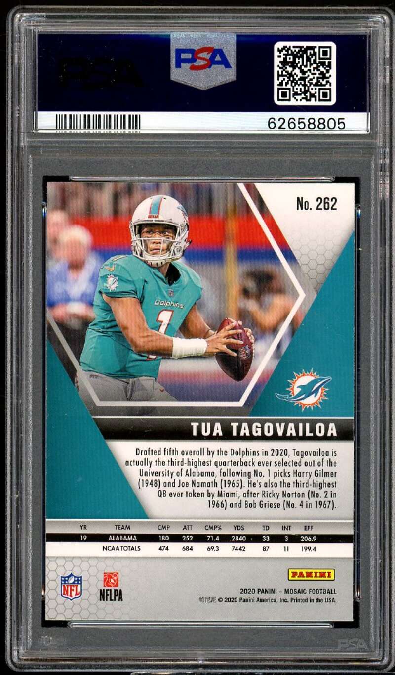 Tua Tagovailoa Rookie Card 2020 Panini Mosaic #262 PSA 9 Image 2