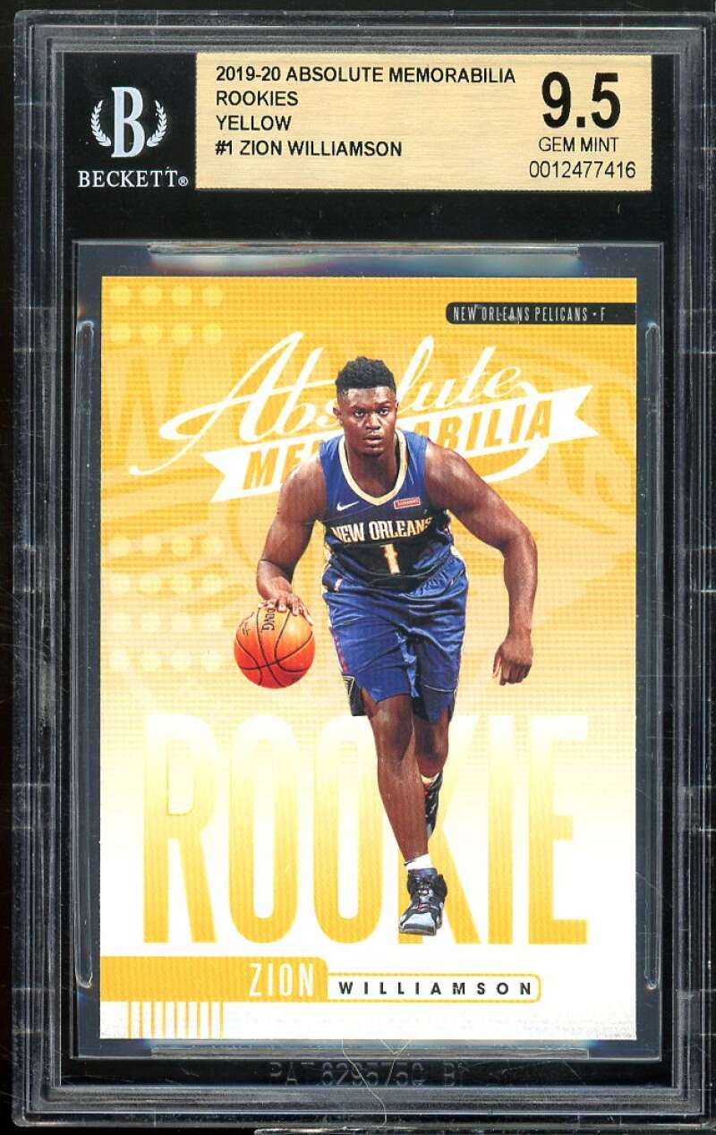 Zion Williamson Rookie Card 2019-20 Absolute Memorabilia Yellow #1 BGS 9.5 Image 1