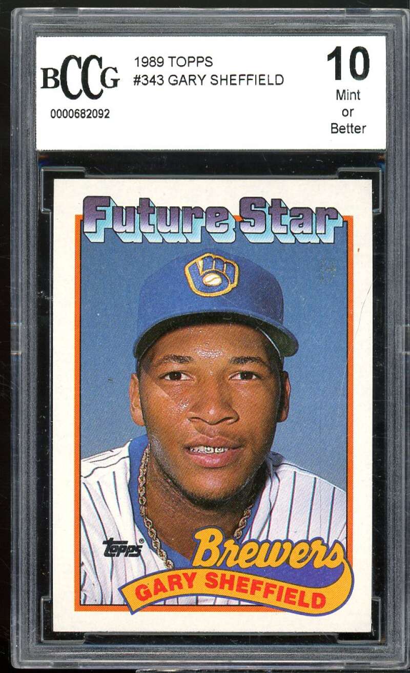 Gary Sheffield Rookie Card 1989 Topps #343 BCCG 10 Image 1