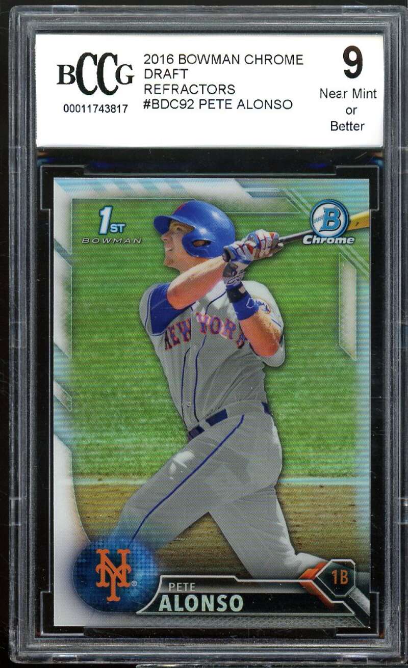 Pete Alonso Rookie Card 2016 Bowman Chrome Draft Refractors #BDC92 BCCG 9 Image 1