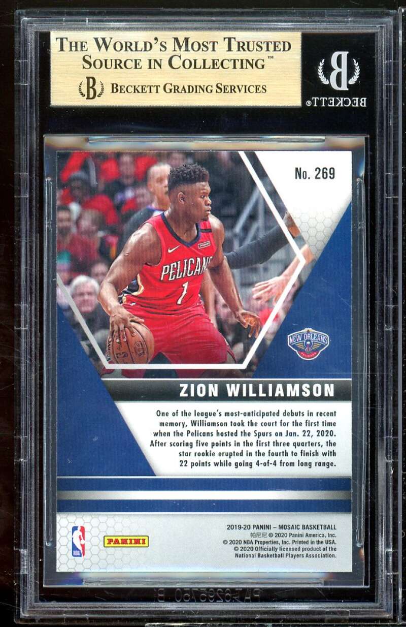 Zion Williamson Rookie Card 2019-20 Panini Mosaic #269 BGS 9.5 Image 2