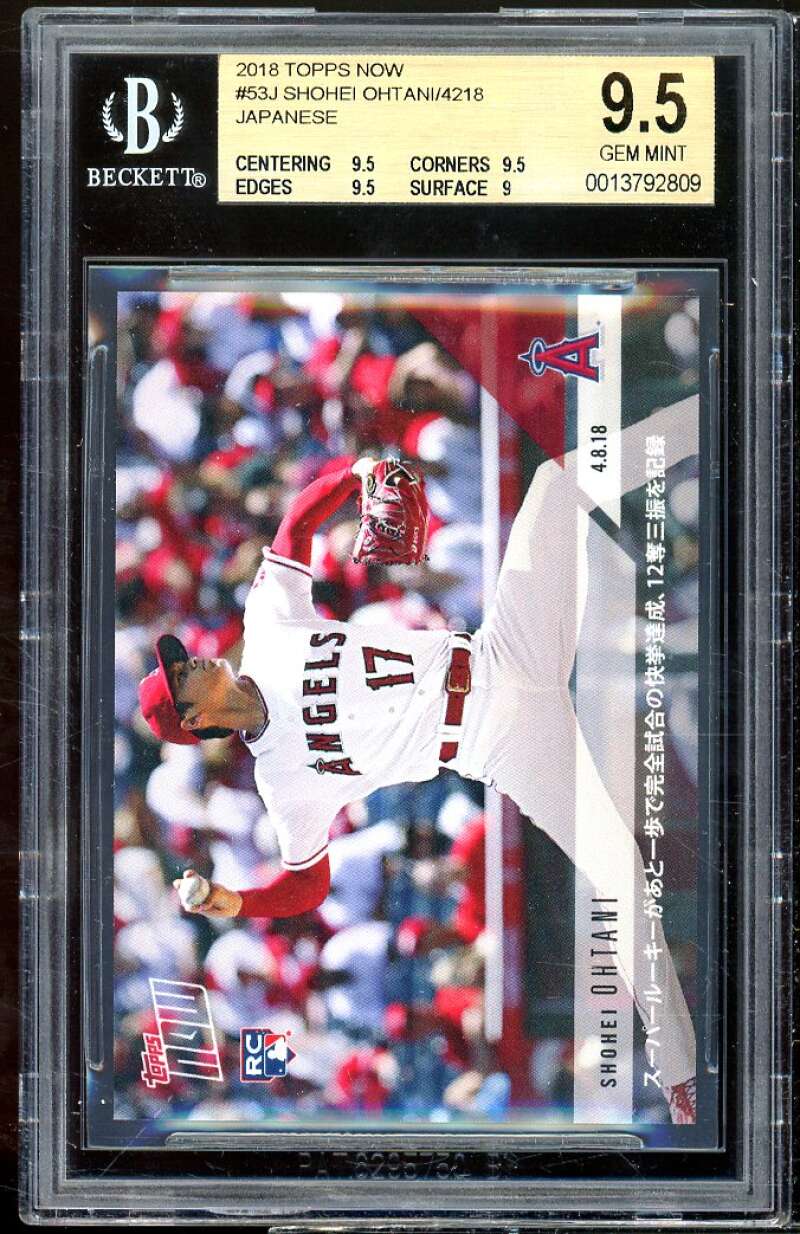 Shohei Ohtani Rookie Card 2018 Topps Now Japanese #53J BGS 9.5 (9.5 9.5 9.5 9) Image 1