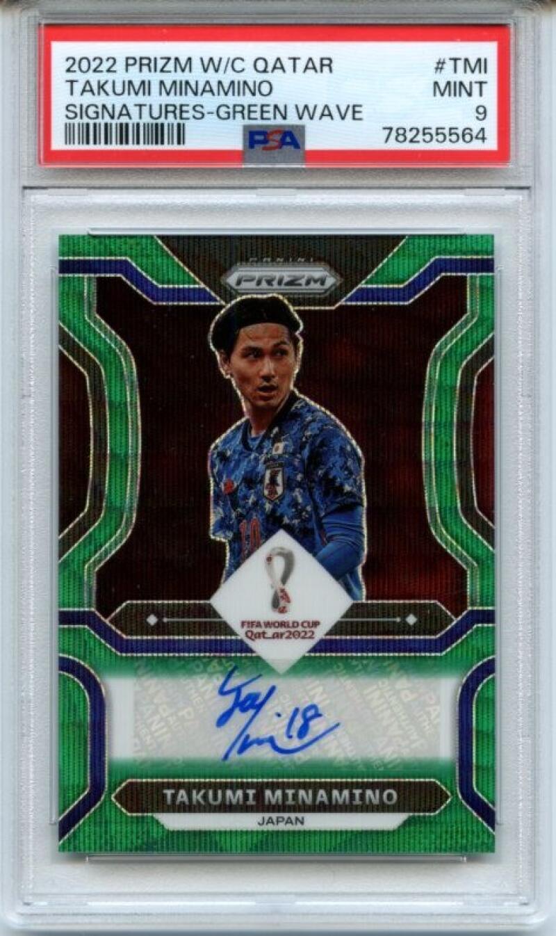 2022 Prizm World Cup Qatar Takumi Minamino Signatures -Green Wave # S-TMI Image 1