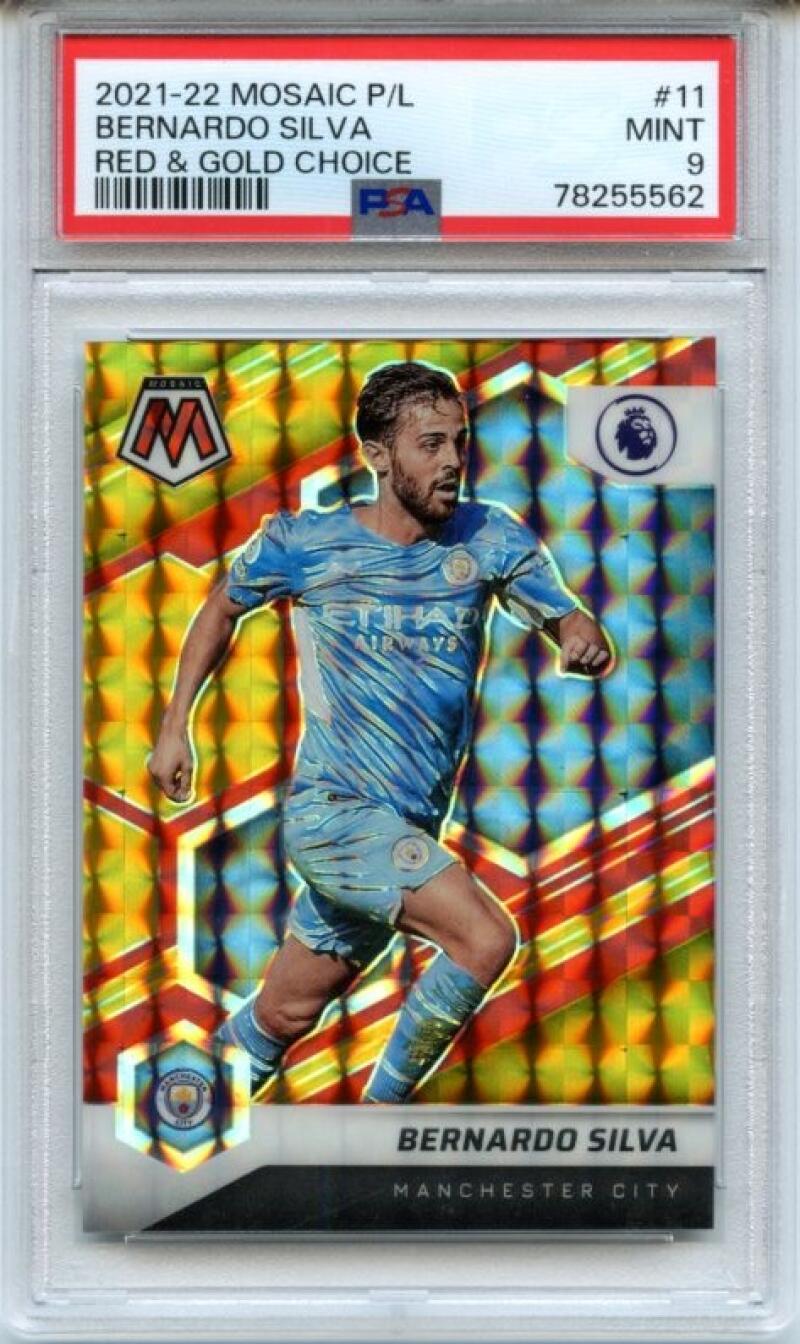 Bernardo Silva 2021-22 Mosaic P/L Red and Gold Choice 37/88  #11 PSA 9 Image 1