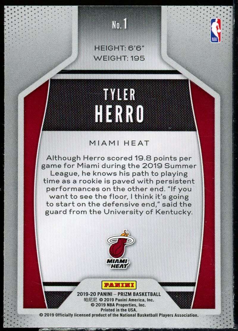 Tyler Herro Rookie Card 2019-20 Panini Prizm Impact #1 Image 2