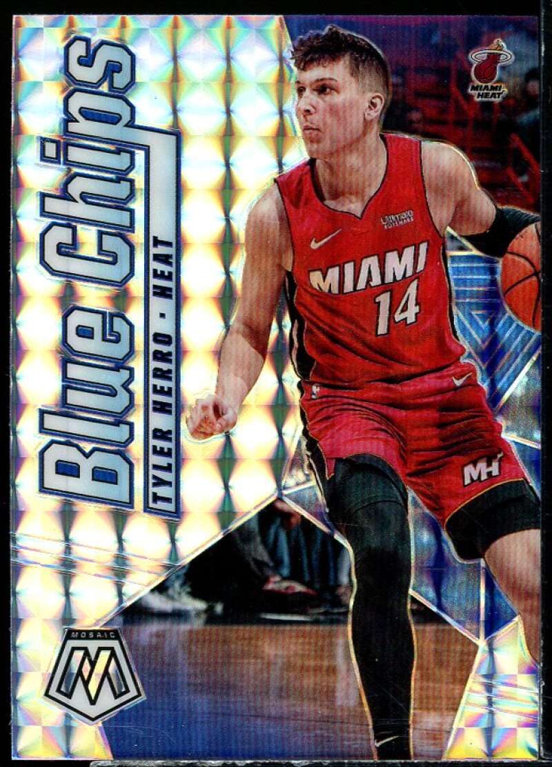 Tyler Herro Rookie Card 2020-21 Panini Mosaic Blue Chips Blue Prizm #3 Image 1