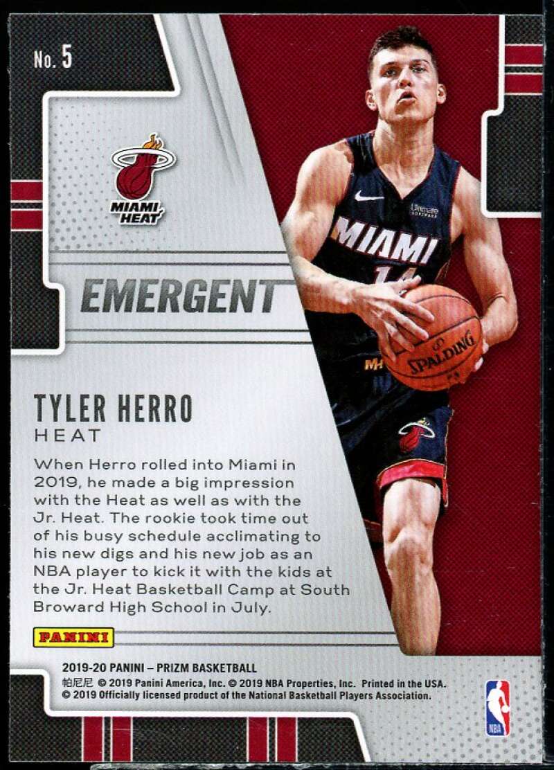 Tyler Herro Rookie Card 2019-20 Panini Prizm Emergent #5 Image 2