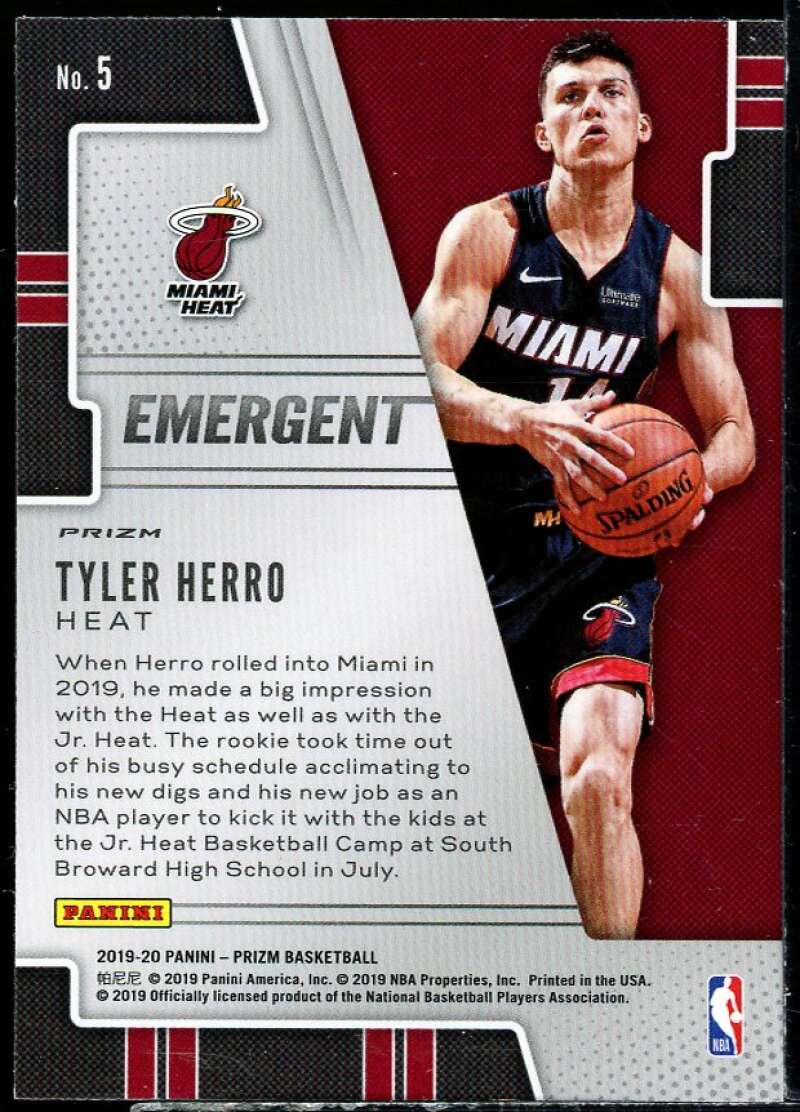 Tyler Herro Rookie Card 2019-20 Panini Prizm Emergent Silver #5 Image 2