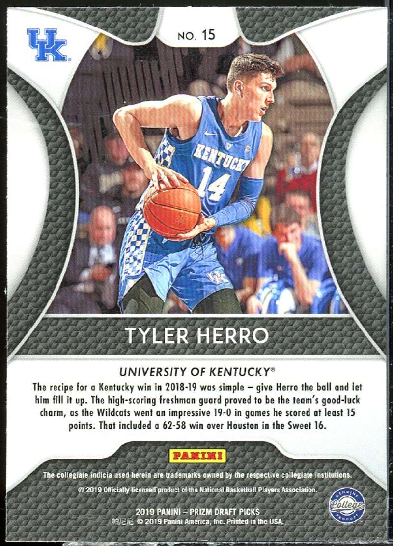 Tyler Herro Rookie Card 2019-20 Panini Prizm Draft Picks #15 Image 2