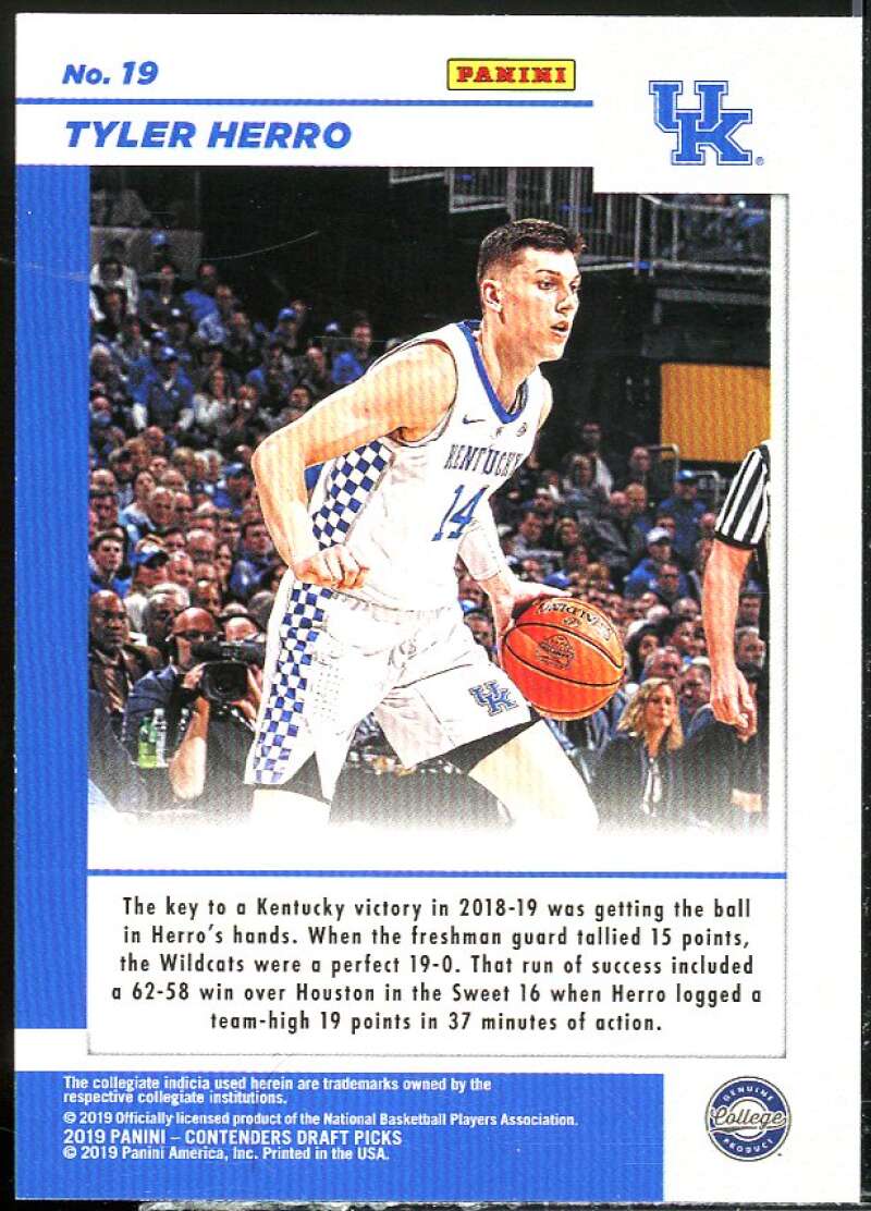 Tyler Herro Rookie 2019-20 Panini Contenders Draft Picks Game Day Ticket #19 Image 2