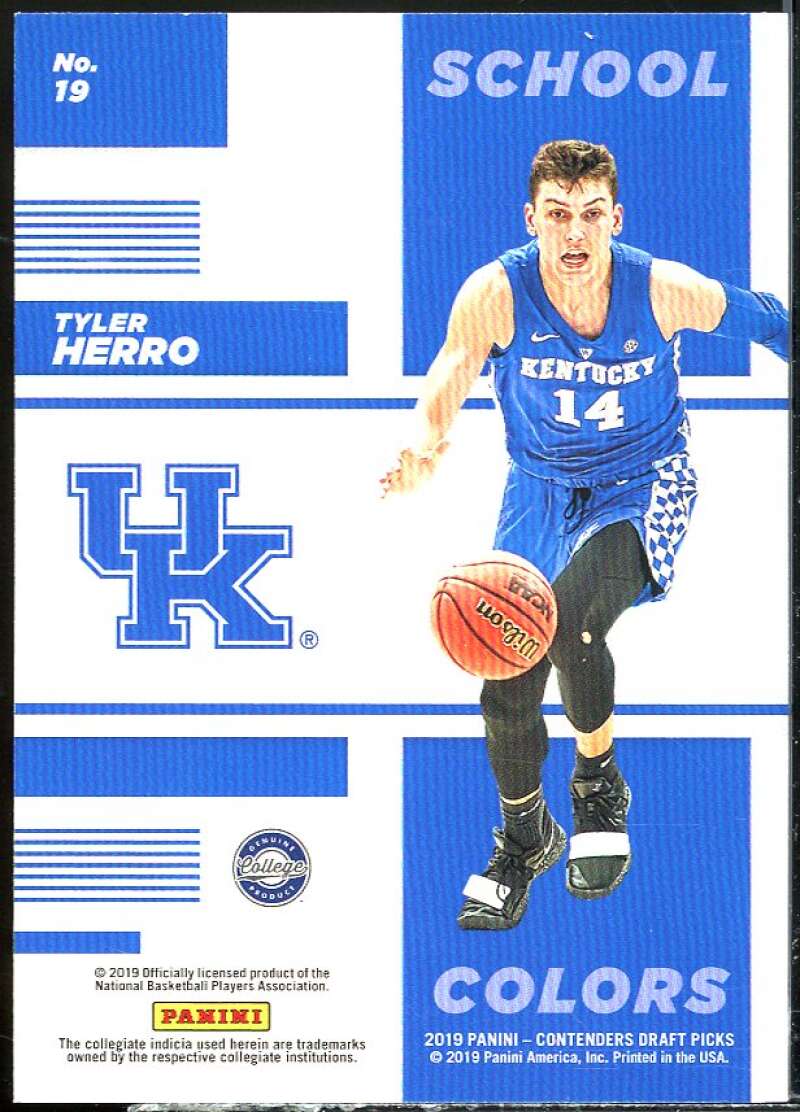 Tyler Herro Rookie Card 2019-20 Panini Contenders Draft Picks School Colors #19 Image 2