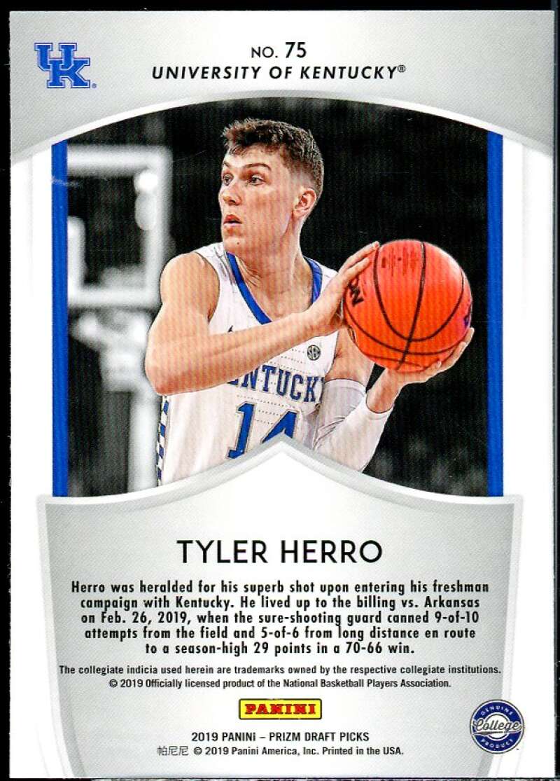 Tyler Herro Rookie Card 2019-20 Panini Prizm Draft Picks #75 Image 2