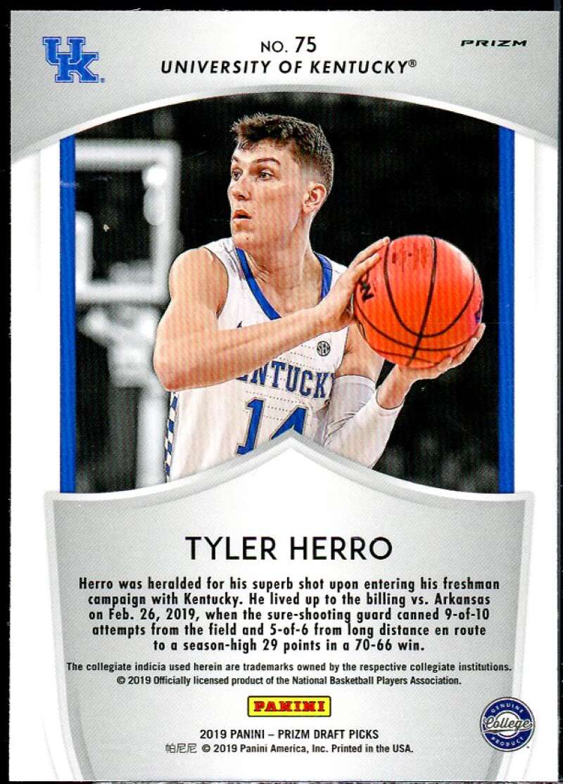 Tyler Herro Rookie Card 2019-20 Panini Prizm Draft Picks Pink Pulsar #75 Image 2