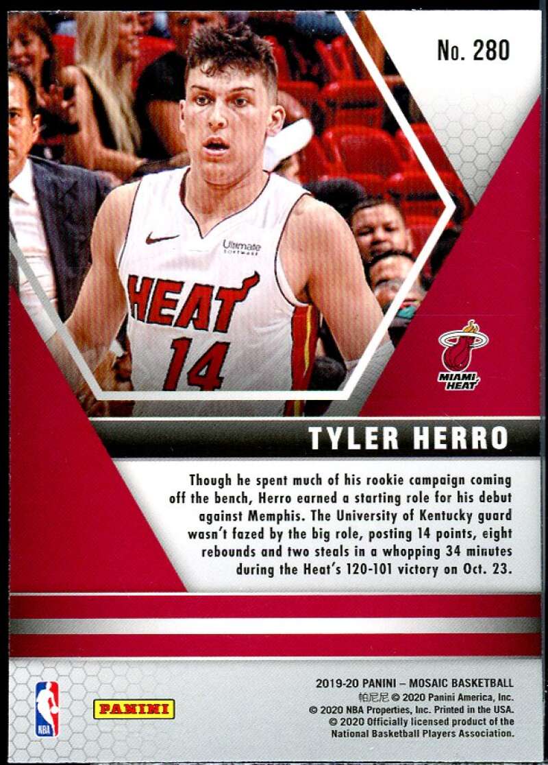 Tyler Herro Rookie Card 2019-20 Panini Mosaic #280 Image 2